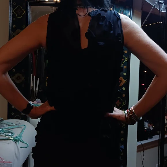 NIC+ZOE Elegant Navy Textured Midi Dress - Picture 2 of 5